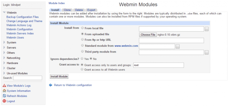 nginx webmin